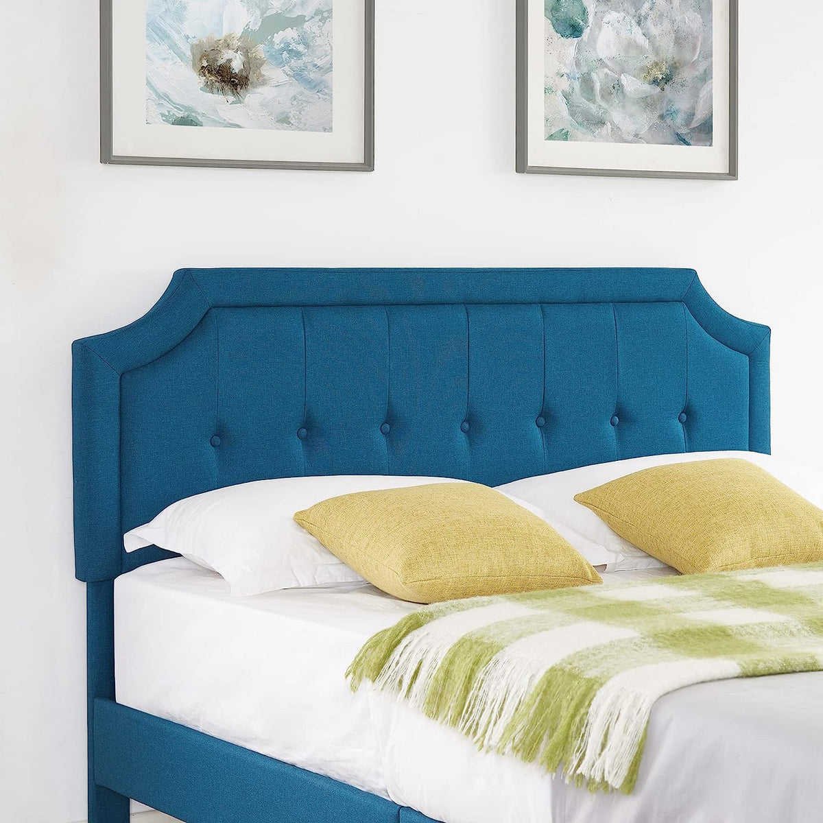 VECELO Premium Upholstered Platform Bed Diamond Stitched Panel Headboard