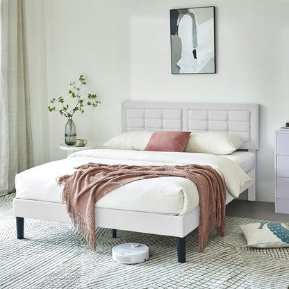 Base de cama tapizada VECELO con cabecero de altura ajustable