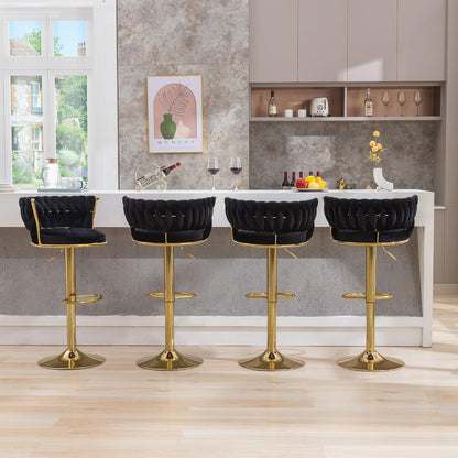 VECELO Bar Stools Set of 2, Adjustable Barstools Counter Height Stools with Back and Arm