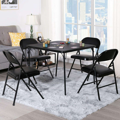 VECELO Portable Folding Card Table Square and Chair Sets with Collapsible Legs & Vinyl Upholstery (5 PCS)