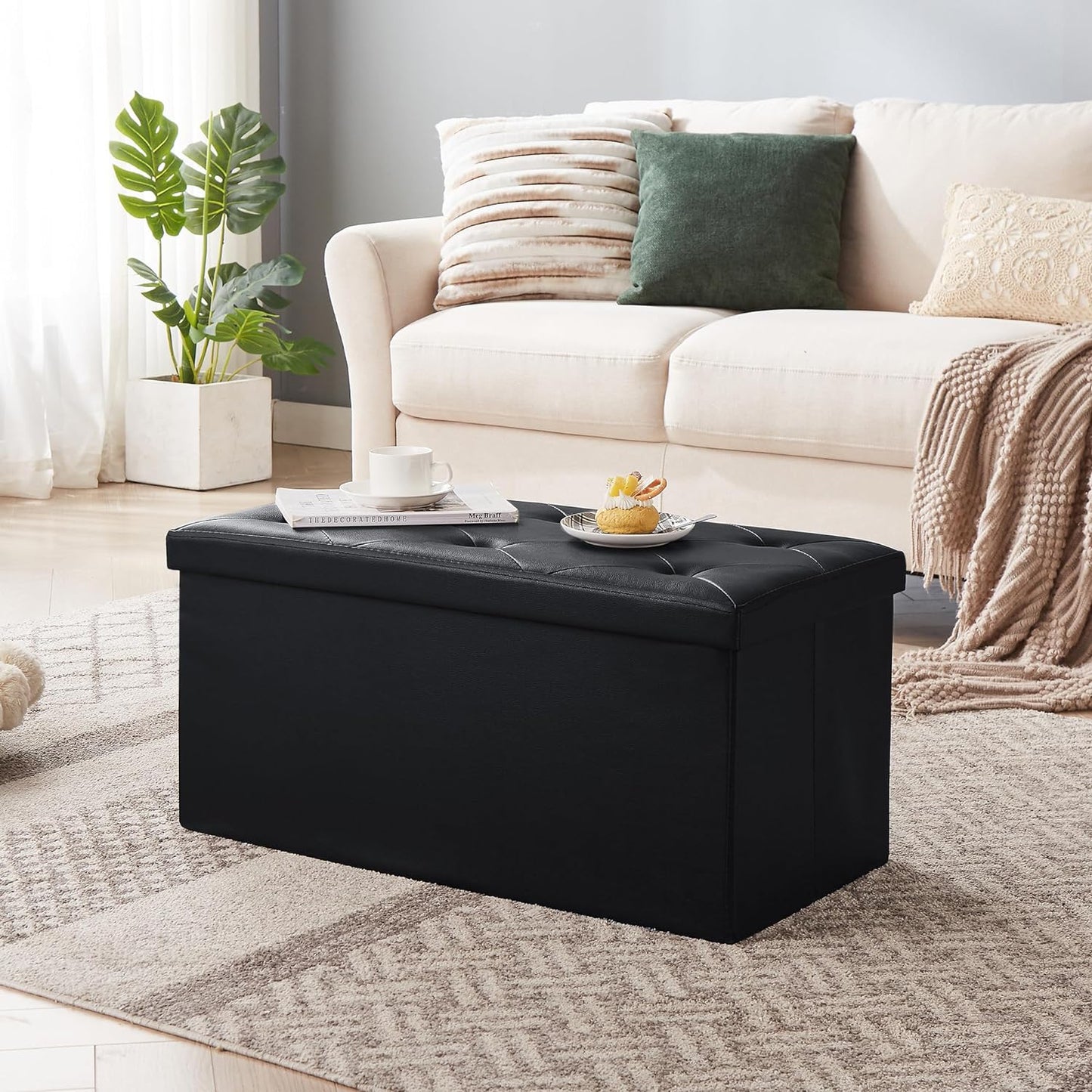 VECELO Storage Ottoman Bench End of Bed 43'' Footstool Footrest Stool Shoestool