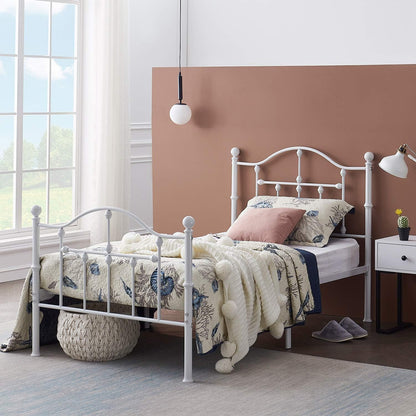 VECELO Classical Black Bed Frame Metal Platform Mattress Foundation with Headboard & Footboard