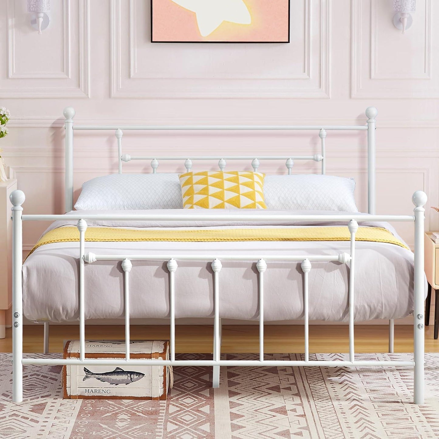 VECELO Modern Metal Platform Bed Frame Mattress Foundation with Headboard and Footboard