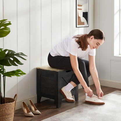 VECELO Modern Shoe Bench for Storage,Toy Chest Ottoman