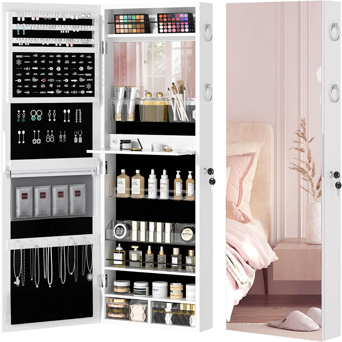 VECELO Armario para Joyas con Espejo LED