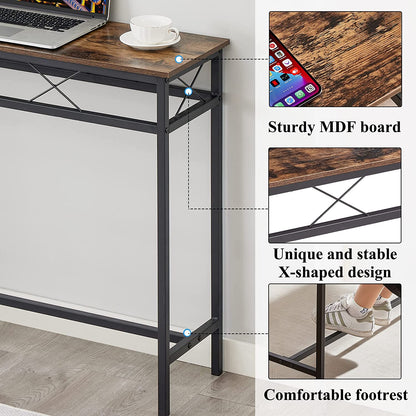 VECELO Extra Long Narrow Sofa/Console Table with Charging Station & Power Outlet and USB Ports