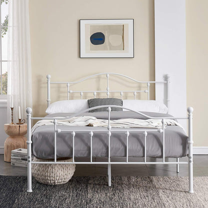 VECELO Classical Black Bed Frame Metal Platform Mattress Foundation with Headboard & Footboard