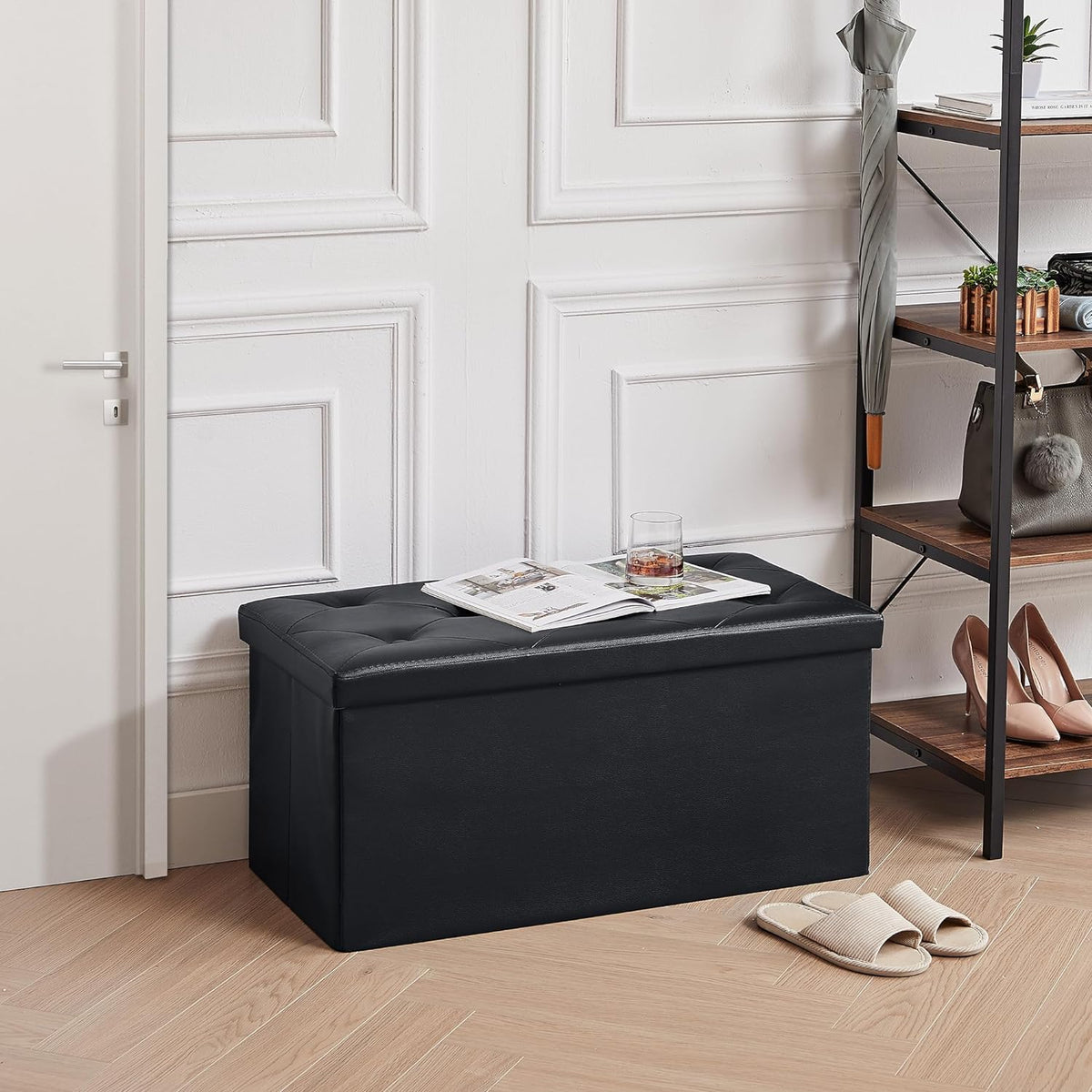 VECELO Storage Ottoman Bench End of Bed 43'' Footstool Footrest Stool Shoestool