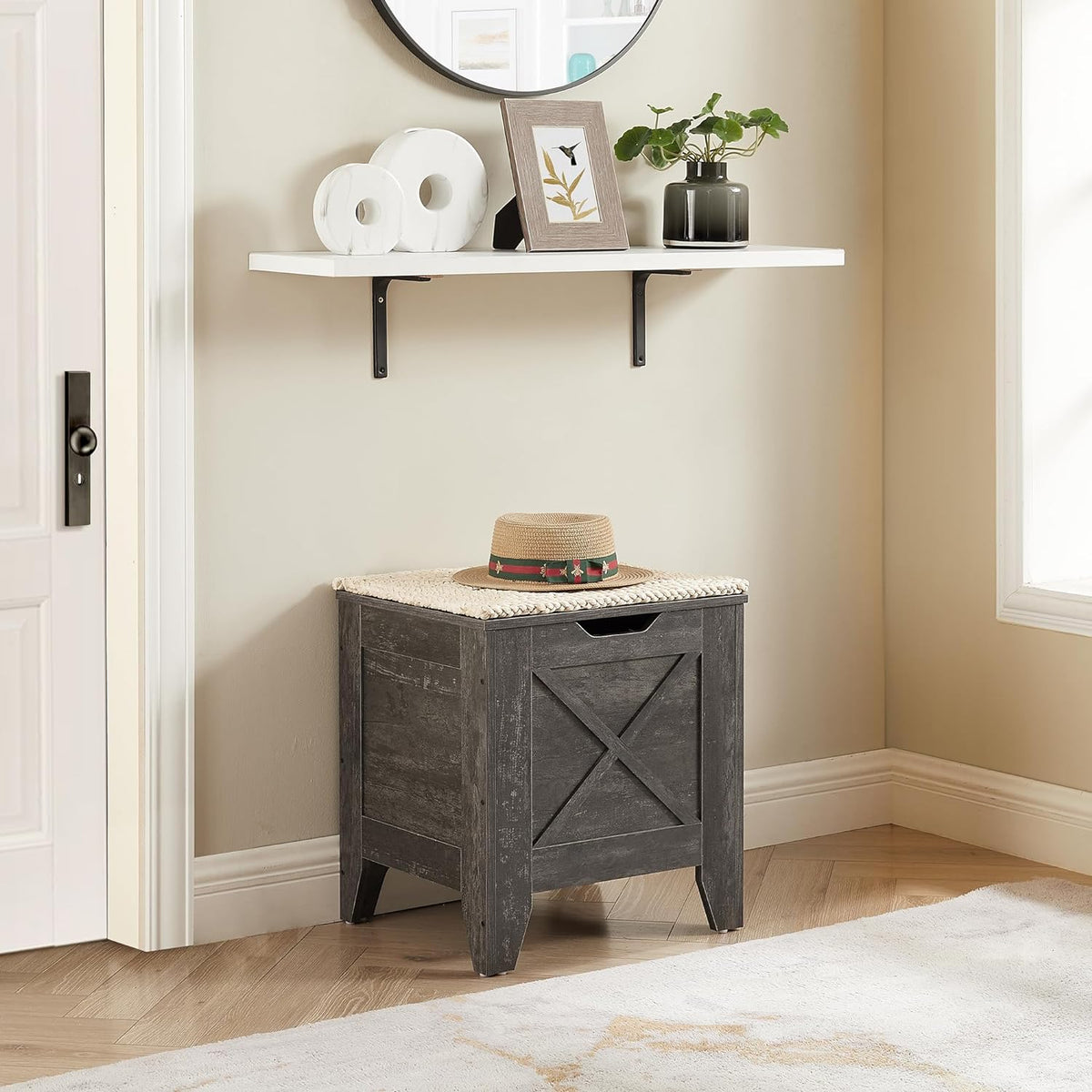 VECELO Modern Shoe Bench for Storage,Toy Chest Ottoman