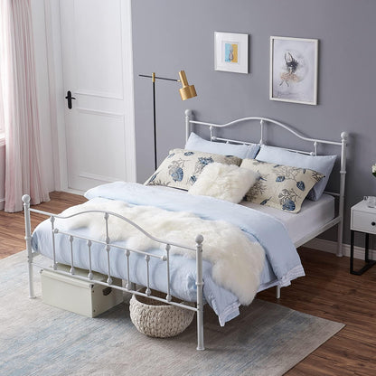 VECELO Classical Black Bed Frame Metal Platform Mattress Foundation with Headboard & Footboard