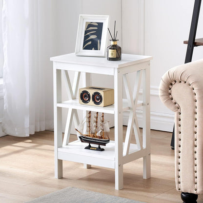 VECELO Modern Nightstand Side End Table with 3-Tiers Open Storage Shelf, 1 pack/2 packs