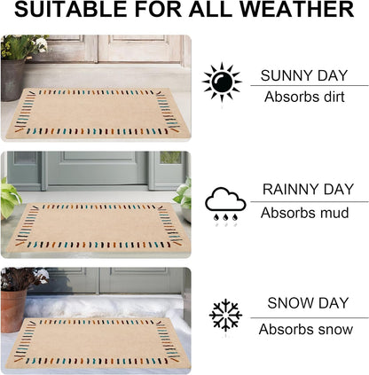 VECELO Outdoor Front Door Mat Outside Entrance, Low-Profile Welcome Mat