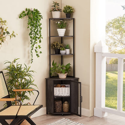 VECELO Corner Cabinet, Tall Storage Shelf Bookshelf Display Shelves Rack