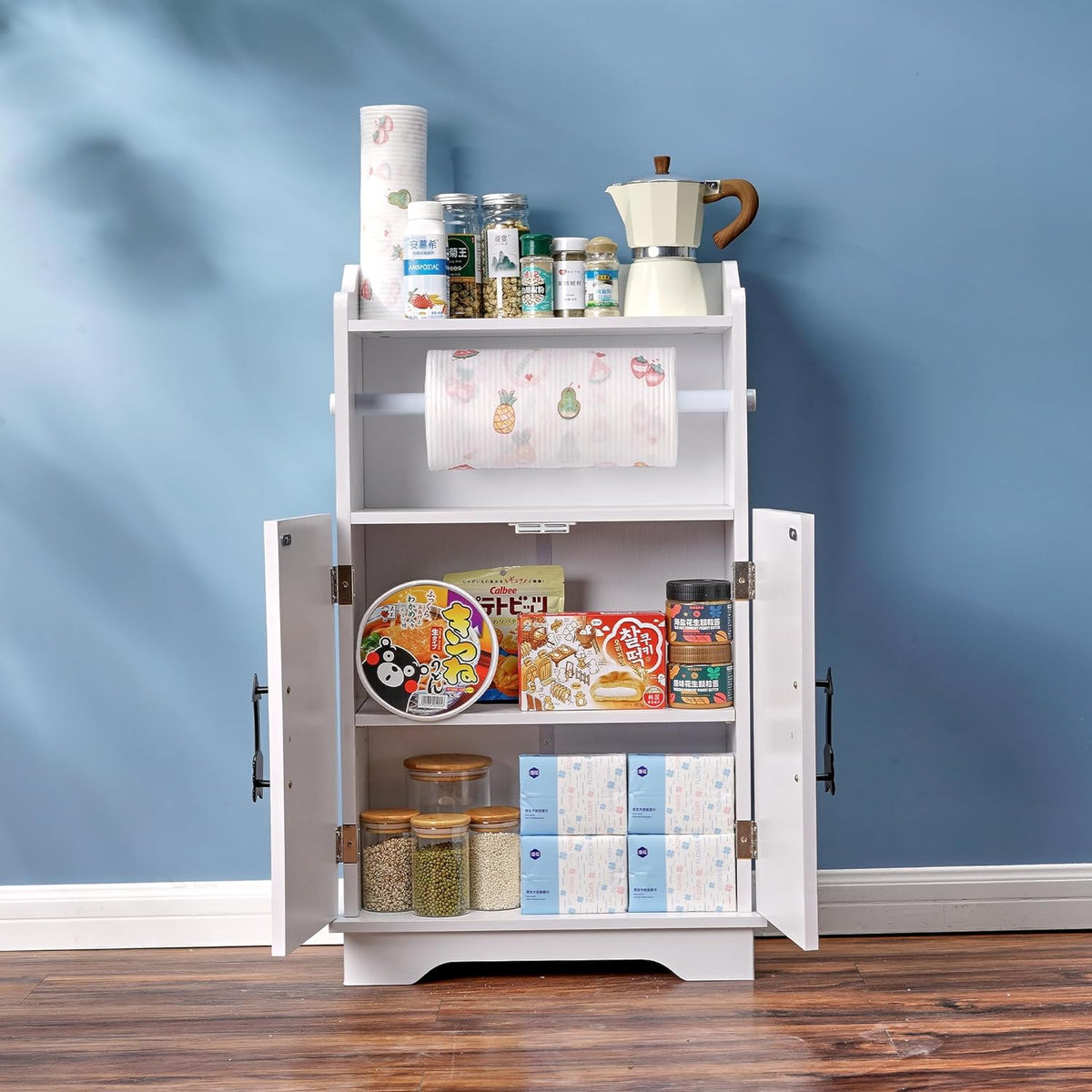 VECELO Mueble organizador de papel higiénico para baño, soporte para rollos y toallas de papel