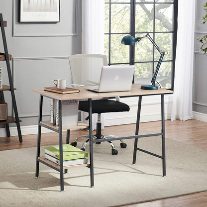 VECELO Computer Writing Desk with 2 Tier Storage Shelves, Modern Simple Student Study Table
