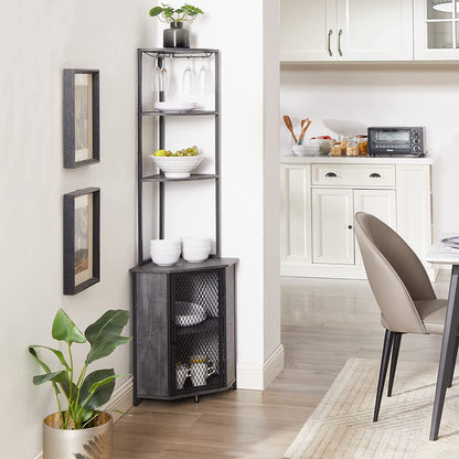 VECELO Corner Cabinet, Tall Storage Shelf Bookshelf Display Shelves Rack