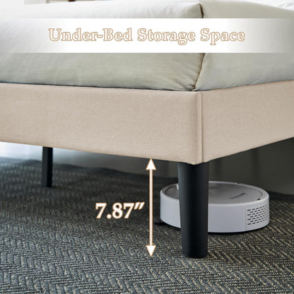 Base de cama tapizada VECELO con cabecero de altura ajustable