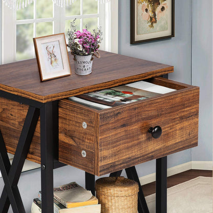 VECELO Versatile Nightstand X-Design End Side Table with Bin Drawer, 1 pack/2packs