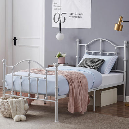 VECELO Classical Black Bed Frame Metal Platform Mattress Foundation with Headboard & Footboard