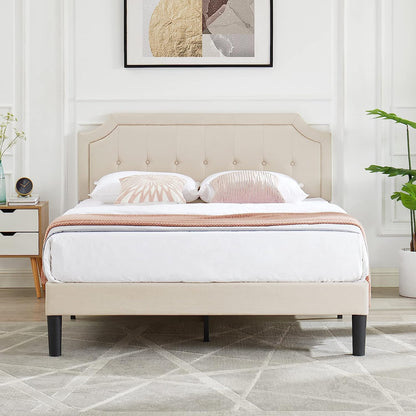 VECELO Premium Upholstered Platform Bed Diamond Stitched Panel Headboard