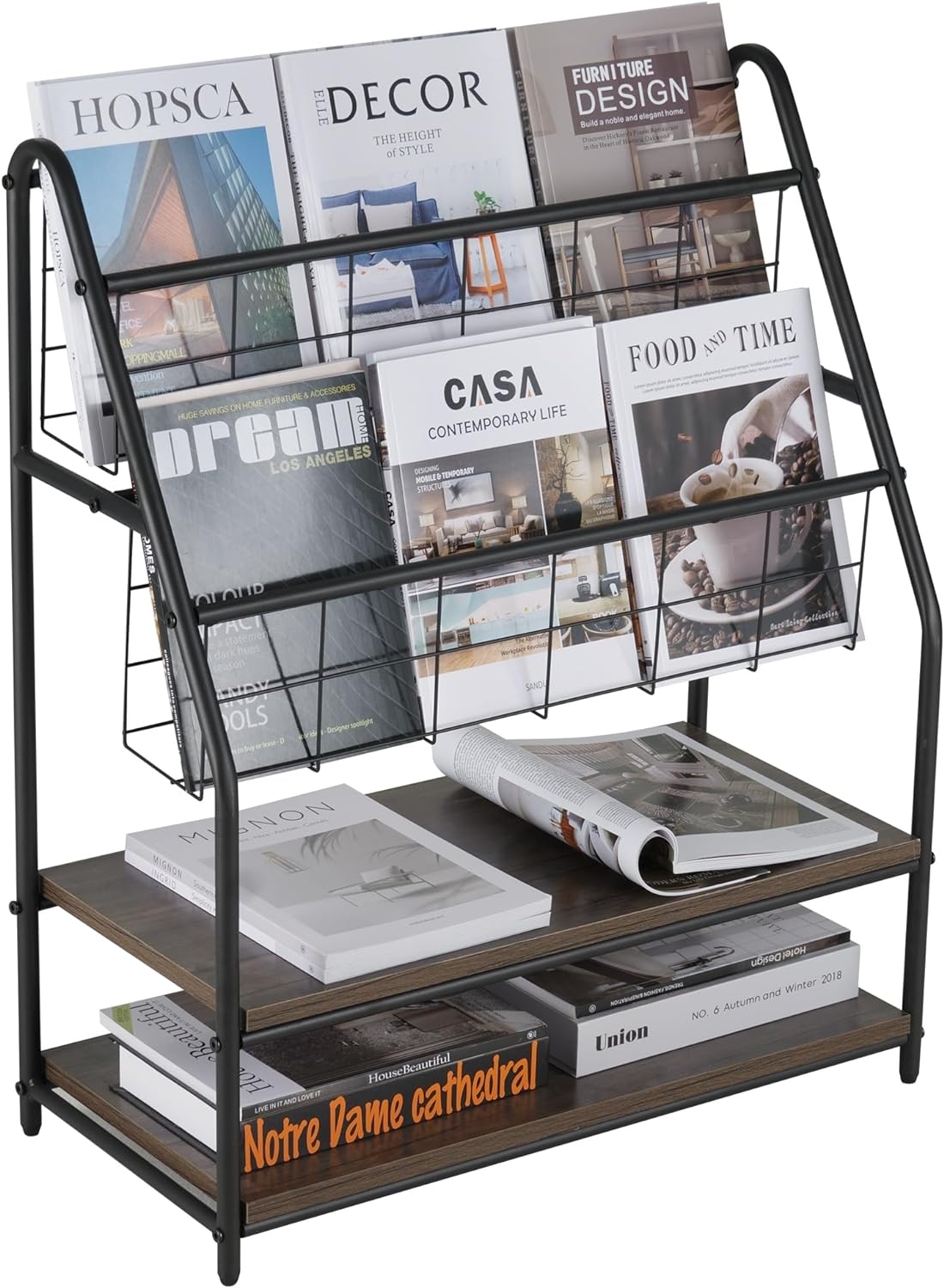 VECELO Zeitungsständer, 2-stufiges Metallregal Prospekthalter