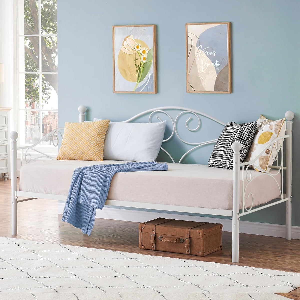 VECELO Premium Daybed Metal Bed Frame Twin Size