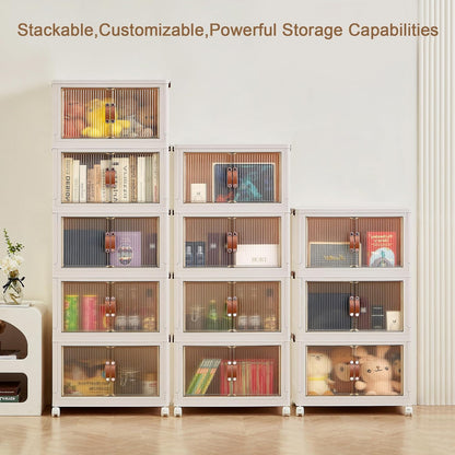 VECELO 16 Gal Stackable Storage Bins with Lid,Plastic Collapsible Storage Cabinet
