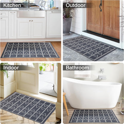 VECELO Outdoor Front Door Mat Outside Entrance, Low-Profile Welcome Mat