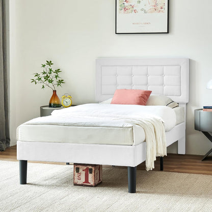 Base de cama tapizada VECELO con cabecero de altura ajustable