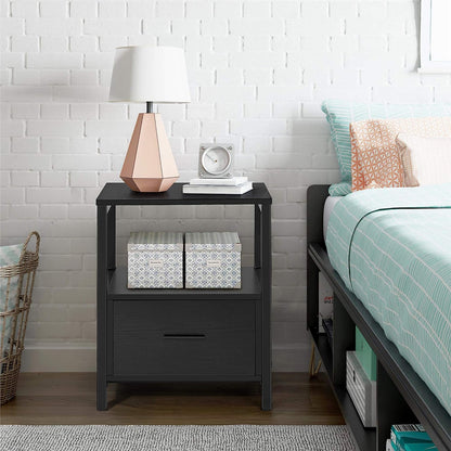 VECELO Nightstand Modern Square End Side Table, 1 Pack/2 Packs
