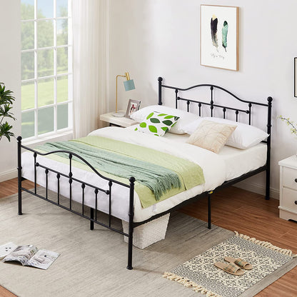 VECELO Classical Black Bed Frame Metal Platform Mattress Foundation with Headboard & Footboard