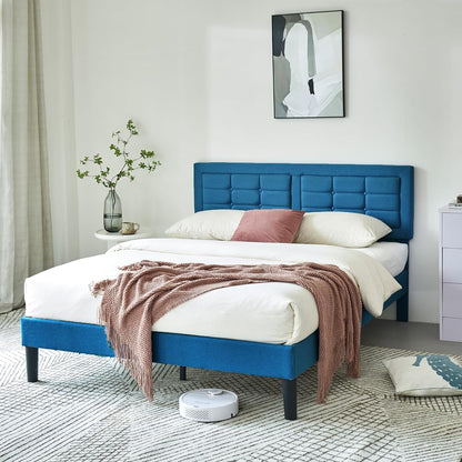 Base de cama tapizada VECELO con cabecero de altura ajustable