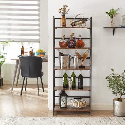 VECELO Bookshelf No Assembly, 5 Shelf Folding Bookcase, Book Shelves Organizer