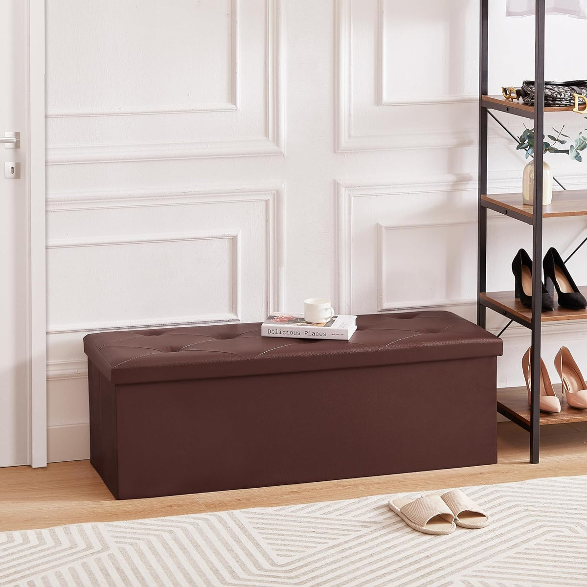 VECELO Storage Ottoman Bench End of Bed 43'' Footstool Footrest Stool Shoestool