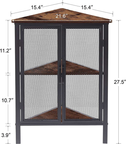 VECELO 3 Tier Corner Cabinet Shelf Display Rack with Grid Doors