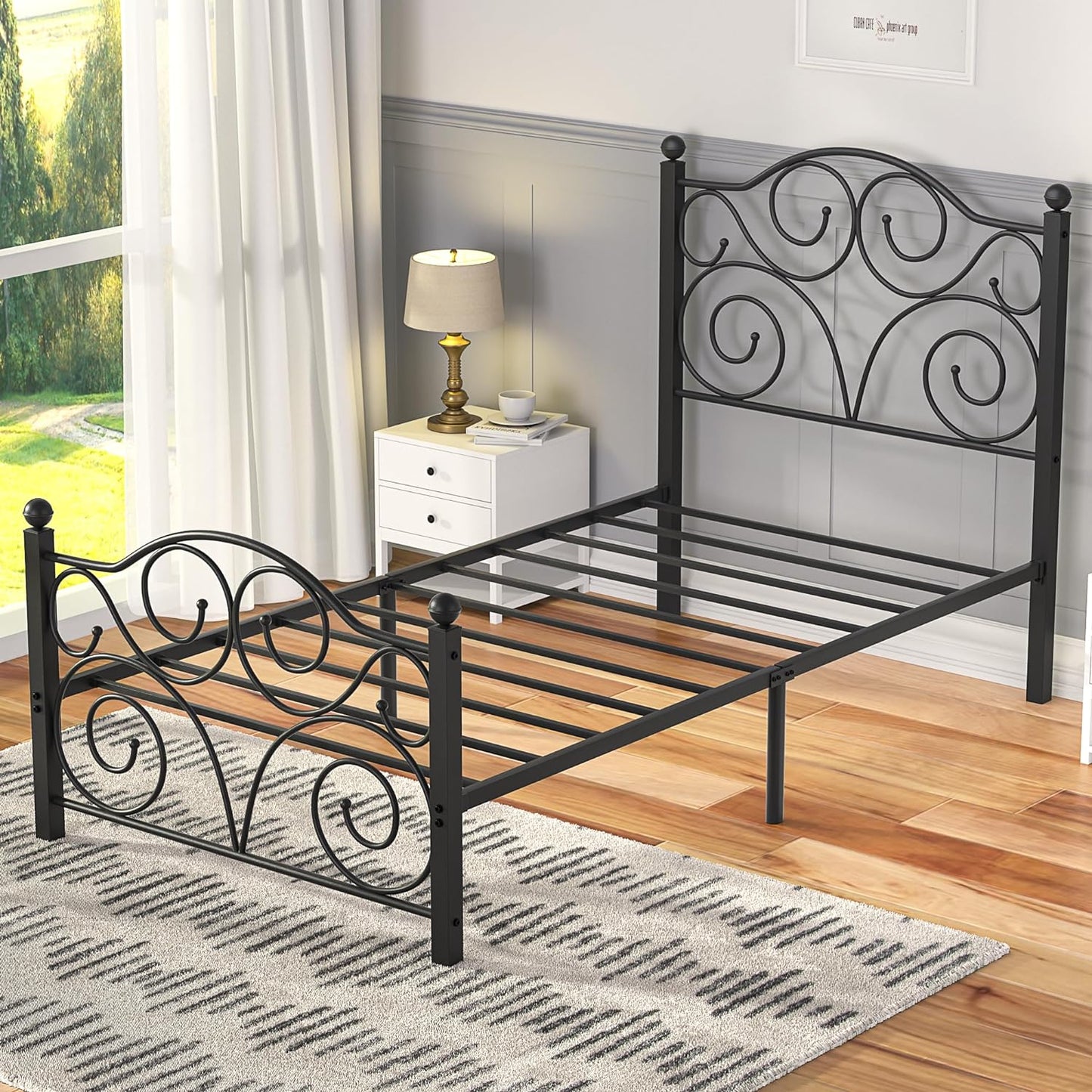 VECELO Classic Metal Bed Frame Mattress Foundation