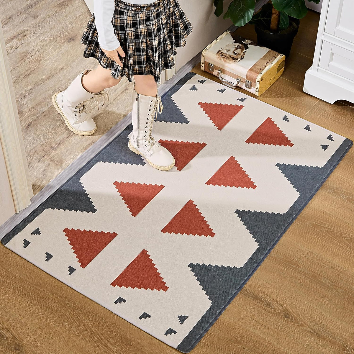 VECELO Front Door Mat Indoor Welcome Mat Outdoor, Absorbent Muddy Kitchen Rugs