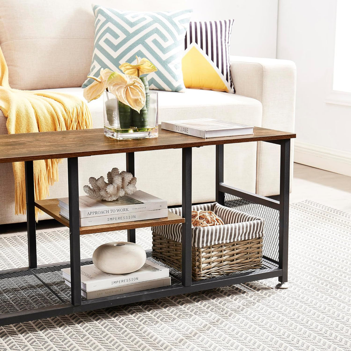 VECELO TV Stand/Entertainment Center/Media Console Table with Storage