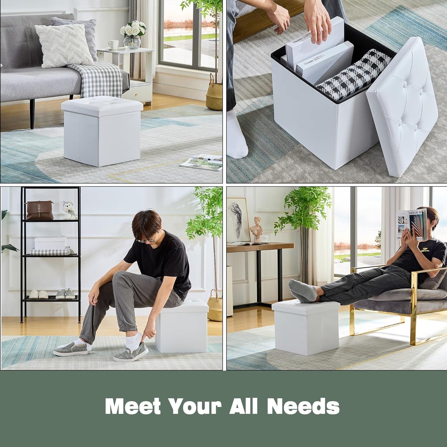 VECELO Storage Ottoman Bench End of Bed 43'' Footstool Footrest Stool Shoestool
