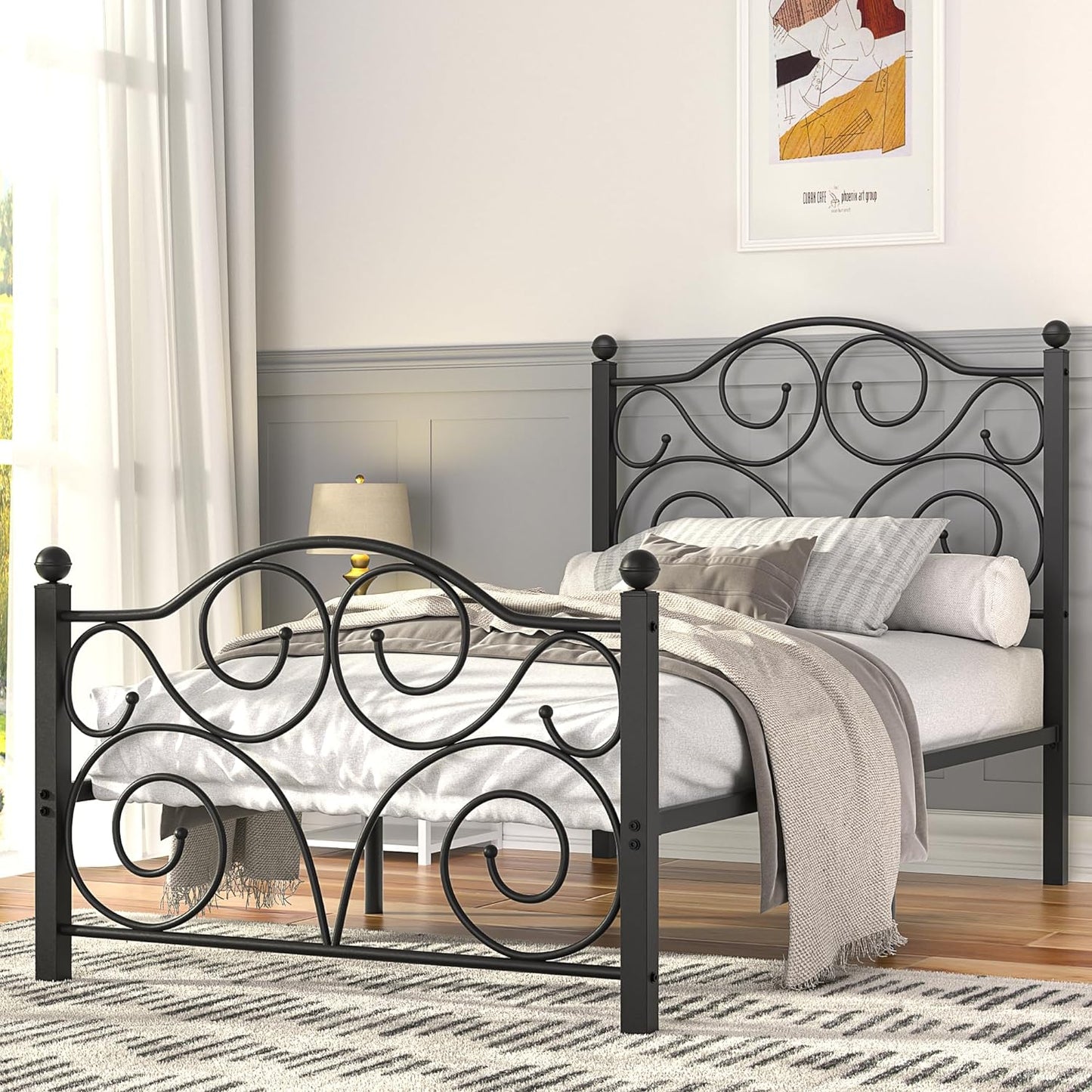 VECELO Classic Metal Bed Frame Mattress Foundation