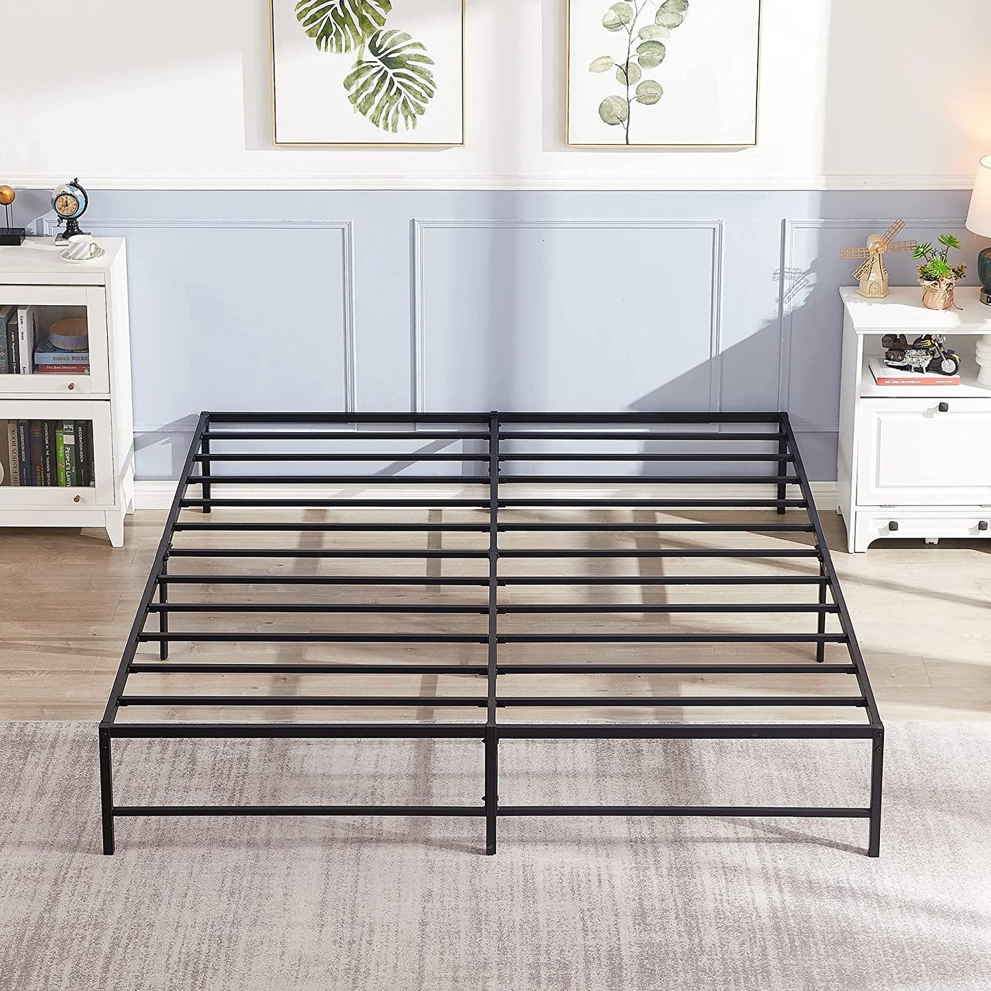 VECELO 14" Black Platform Bed Frame/Mattress Foundation/No Box Spring Needed/Steel Slat Support