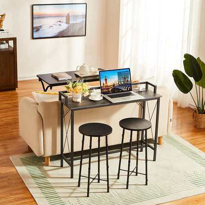 VECELO Mesa consola extra larga para recibidor, para detrás del sofá, estrecha, con toma de corriente y puertos USB