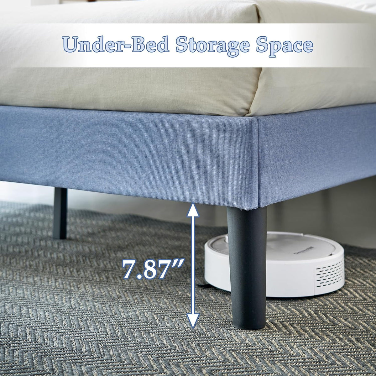 Base de cama tapizada VECELO con cabecero de altura ajustable