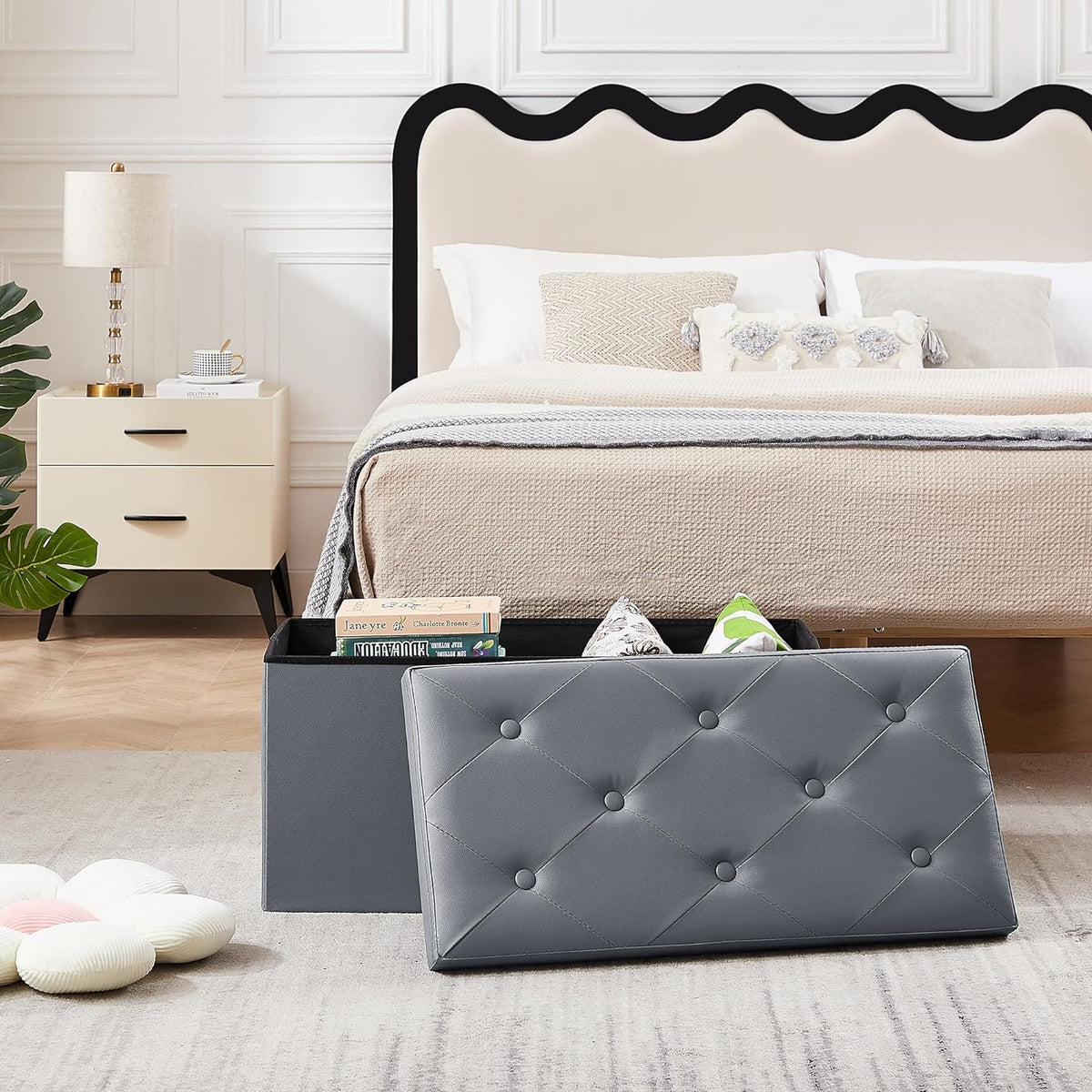VECELO Storage Ottoman Bench End of Bed 43'' Footstool Footrest Stool Shoestool