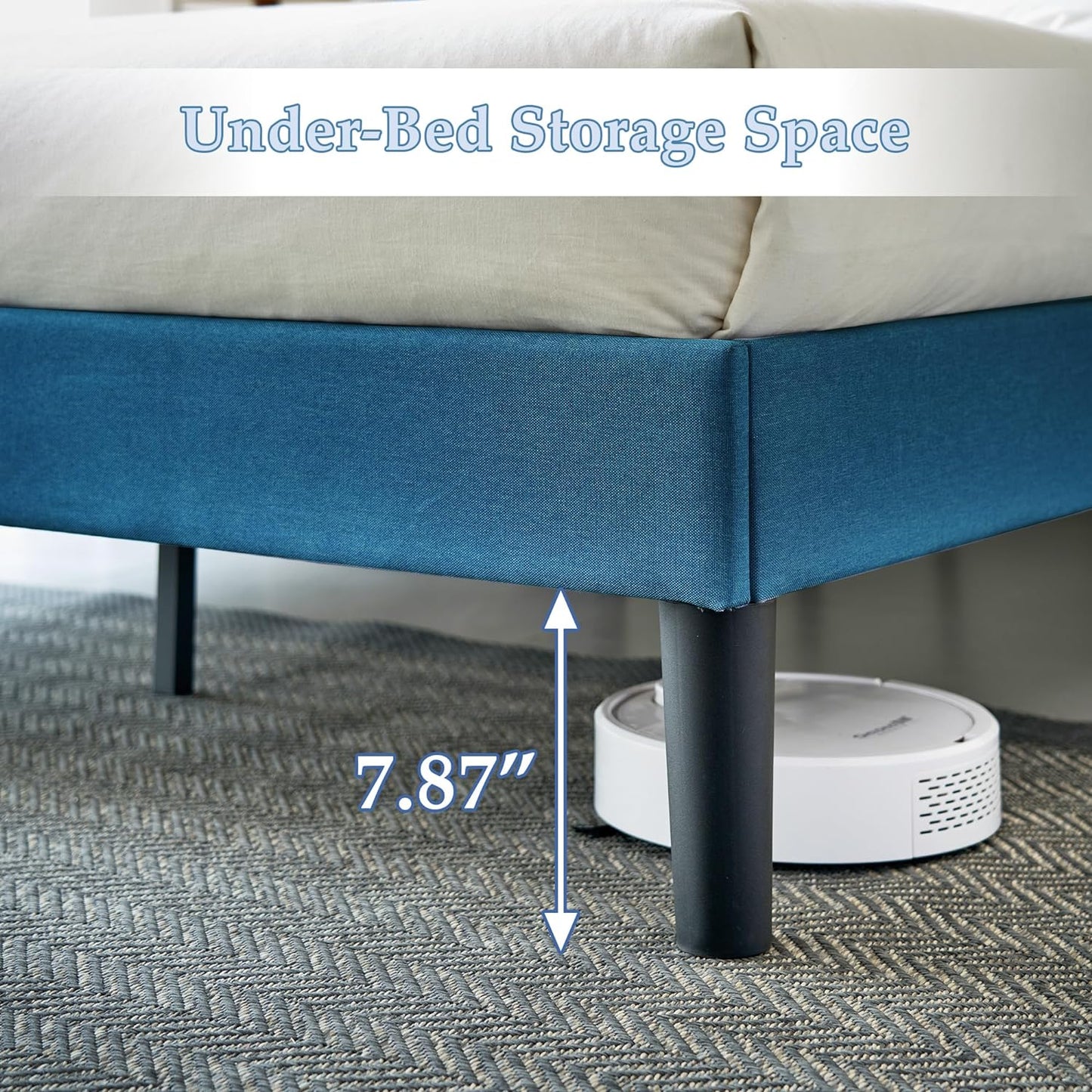 Base de cama tapizada VECELO con cabecero de altura ajustable