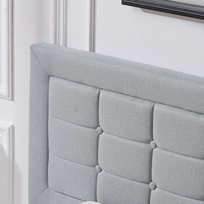 Base de cama tapizada VECELO con cabecero de altura ajustable