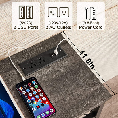 VECELO Extra Long Narrow Sofa/Console Table with Charging Station & Power Outlet and USB Ports