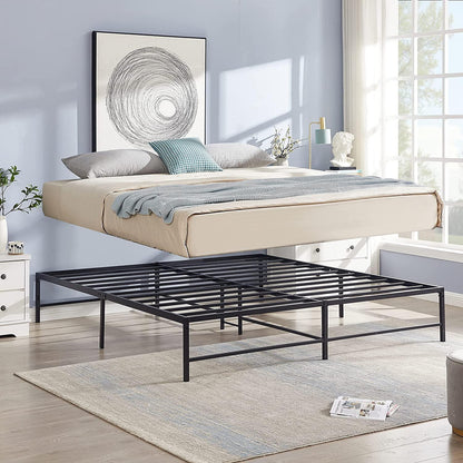 VECELO 14" Black Platform Bed Frame/Mattress Foundation/No Box Spring Needed/Steel Slat Support
