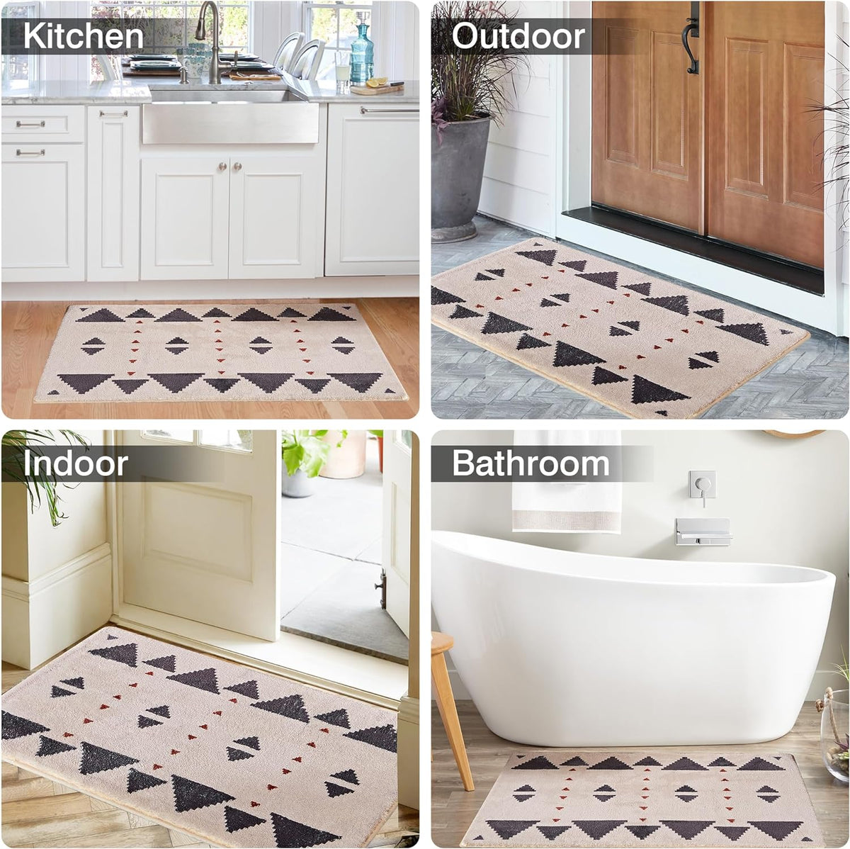 VECELO Outdoor Front Door Mat Outside Entrance, Low-Profile Welcome Mat