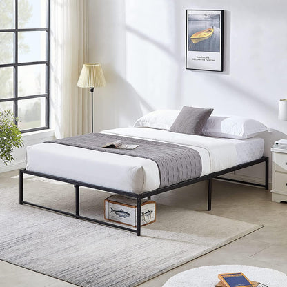 VECELO 14" Black Platform Bed Frame/Mattress Foundation/No Box Spring Needed/Steel Slat Support